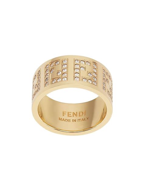 fendi crystal detail pendant ring